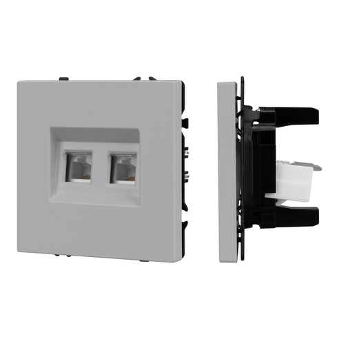 Механизм сдвоенной компьютерной розетки SCT-NOBE-MPC2-SFPL-IS (RJ-45, CAT6) (Arlight, Никель)