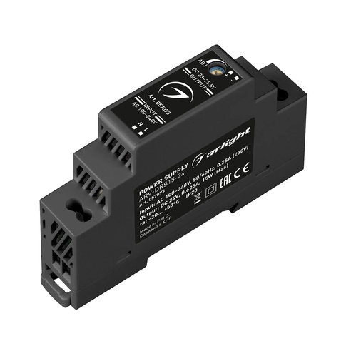 Блок питания ARV-DRS-15-24 (24V, 0.63A, 15W) (Arlight, IP20 DIN-рейка 5 лет)