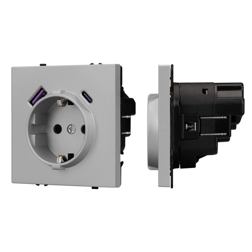 Механизм розетки с USB зарядкой SCT-NOBE-MUAC-SFPL-IS (230V, 16A) (Arlight, Никель)