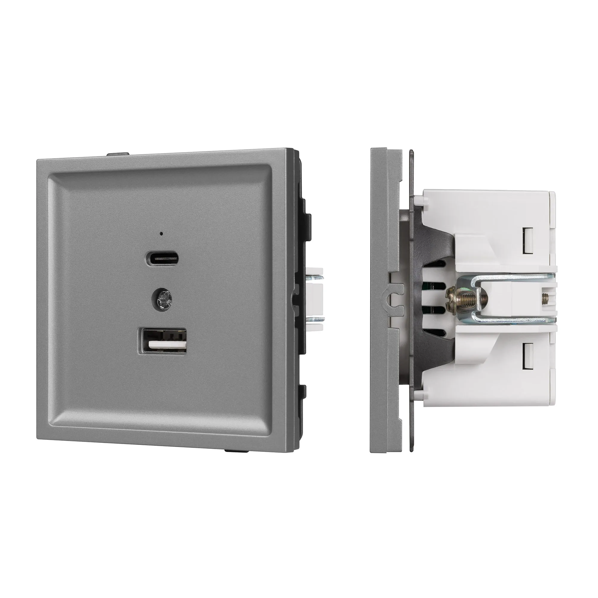 Механизм USB розетки SCT-TENDO-MUAC-PL-GR (5V, 3A, QC3) (Arlight, -) - изображение товара