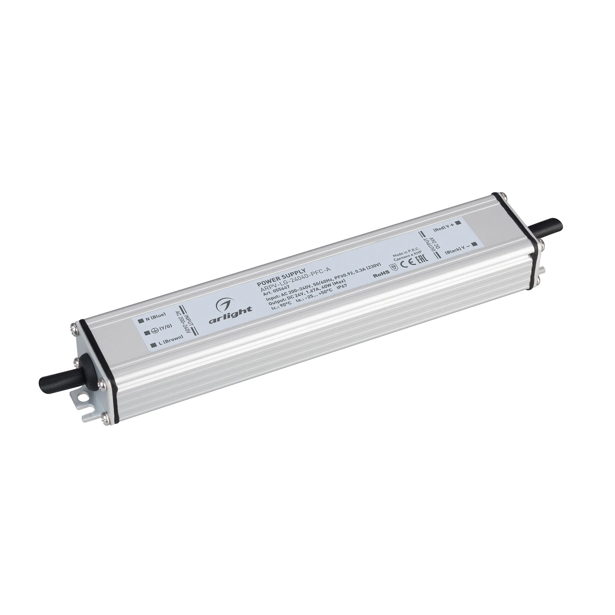 Блок питания ARPV-LG-24040-PFC-A (24V, 1.67A, 40W) (Arlight, IP67 Металл, 5 лет)